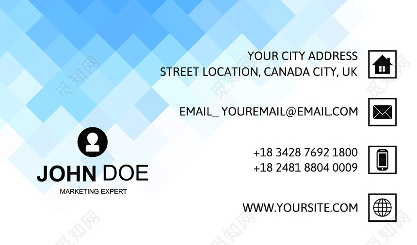 简洁大气蜂巢蓝色白色商务公司创意名片