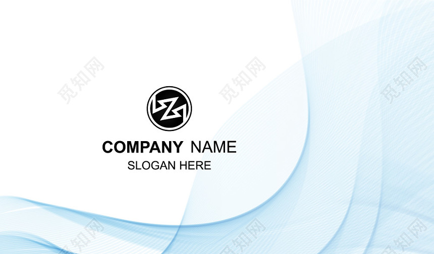 简洁大气蓝色白色商务公司创意名片