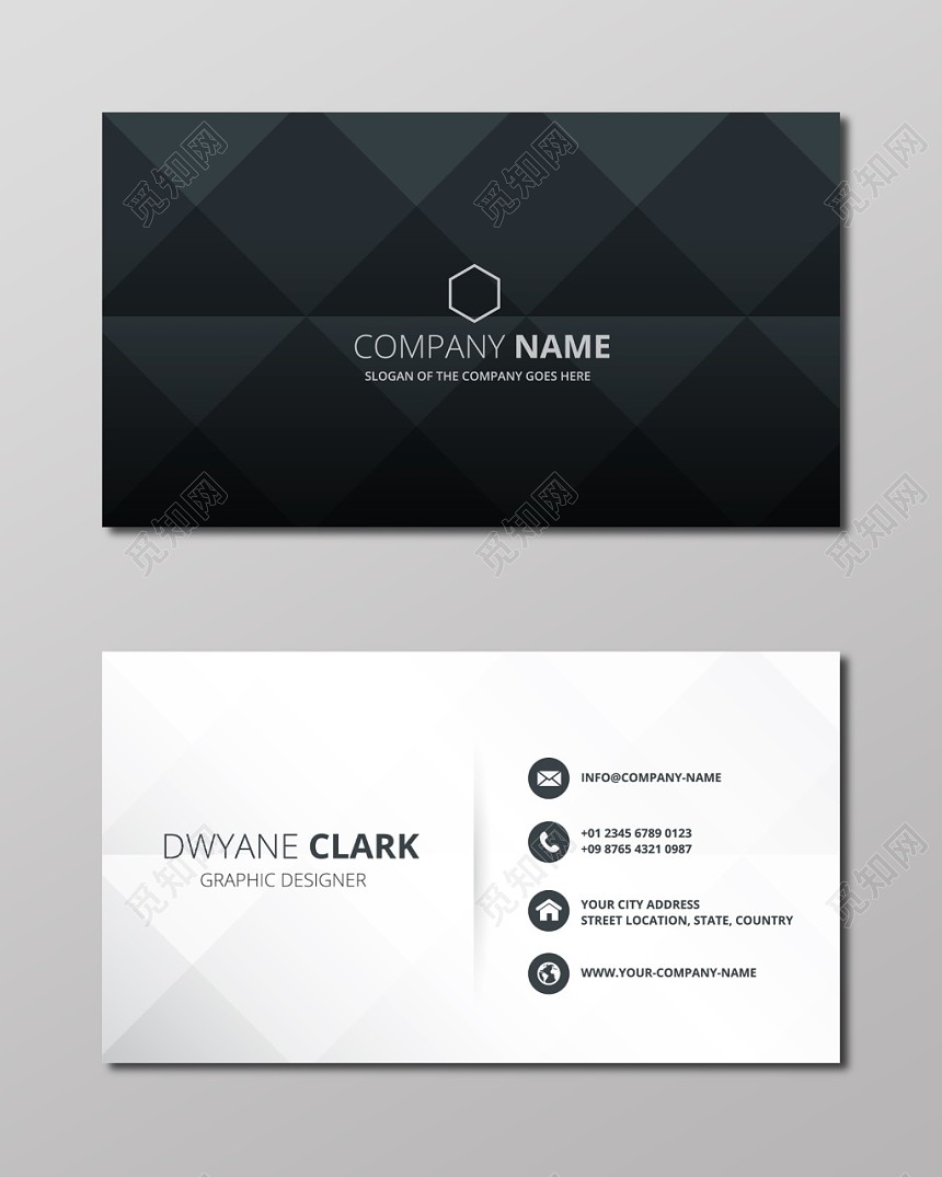 商务风格黑色白色公司创意名片