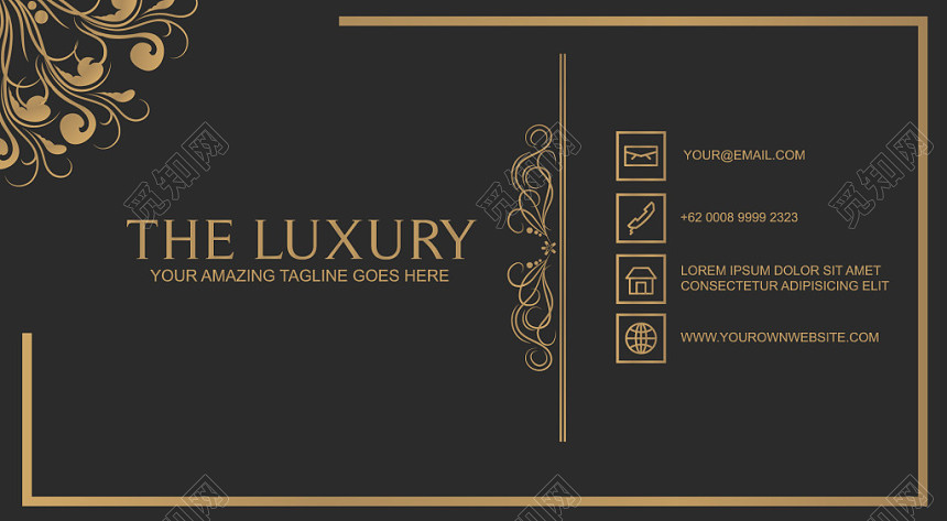 高端大气花纹黑色金色商务公司创意名片