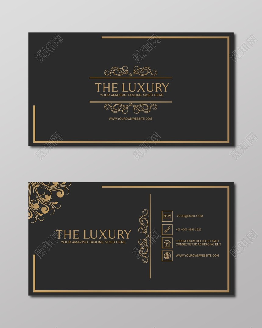 高端大气花纹黑色金色商务公司创意名片