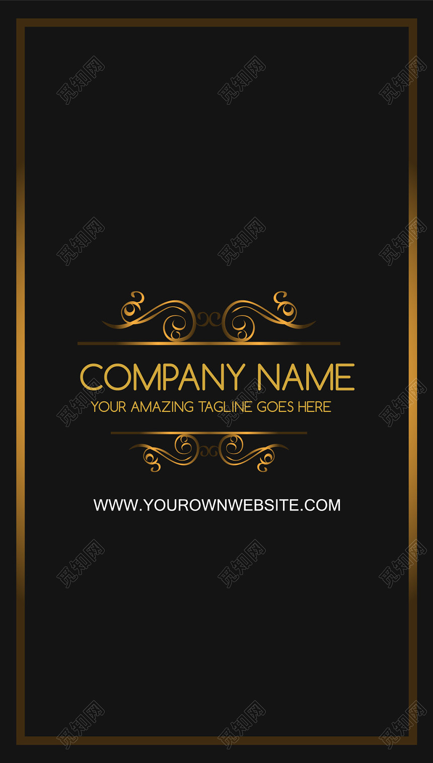 高端商务黑色金色竖版公司创意名片