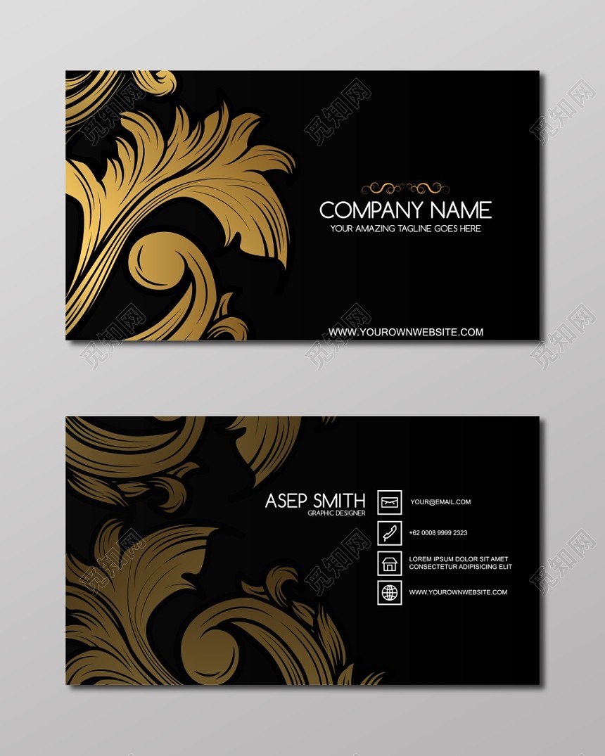 高端大气黑色金色商务公司创意名片