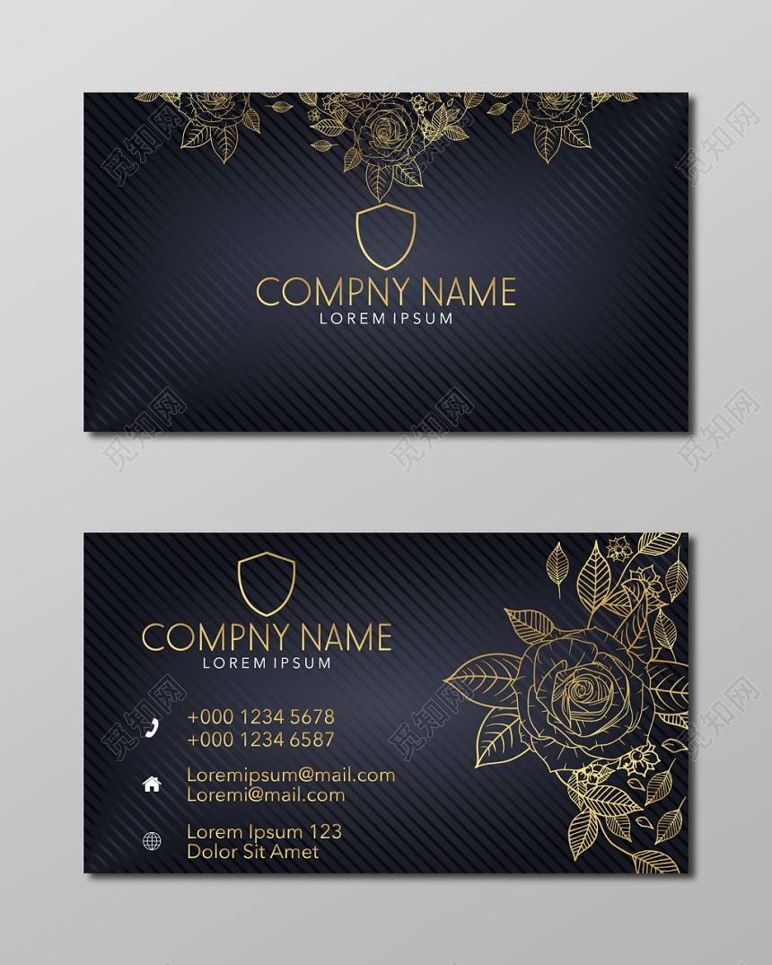 商务高端大气黑色金色公司创意名片