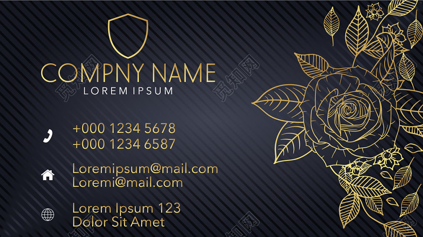 商务高端大气黑色金色公司创意名片