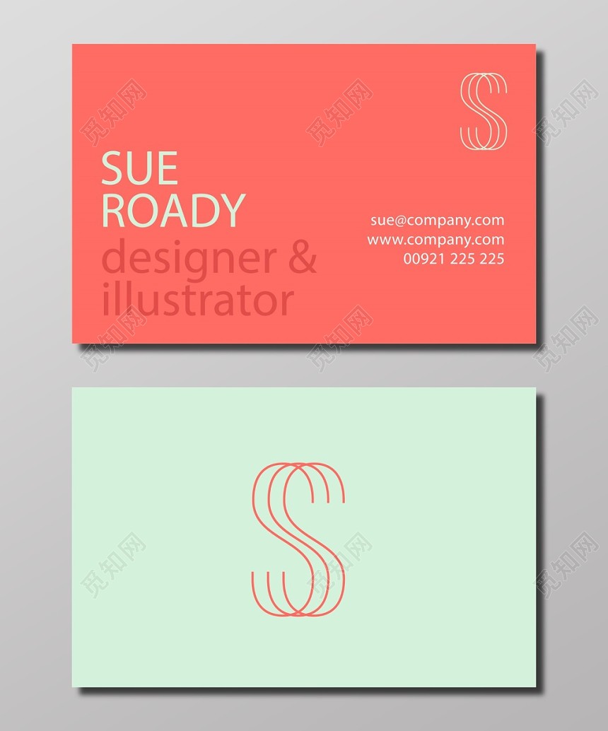 清新马卡龙色系商务设计感名片模板