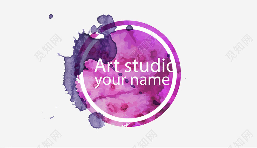 紫色水彩渐变商务名片模板