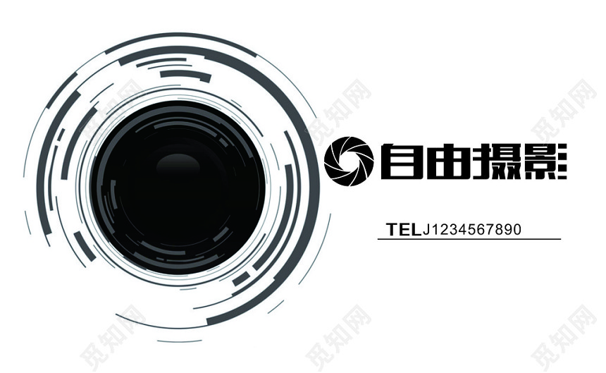 自由摄影白色简约摄影名片