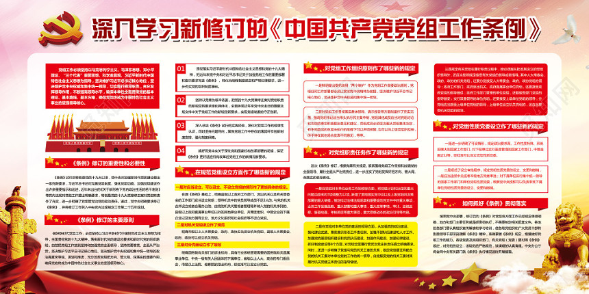 党建党政党课深入学习新修订中国共产党党组工作条例展板