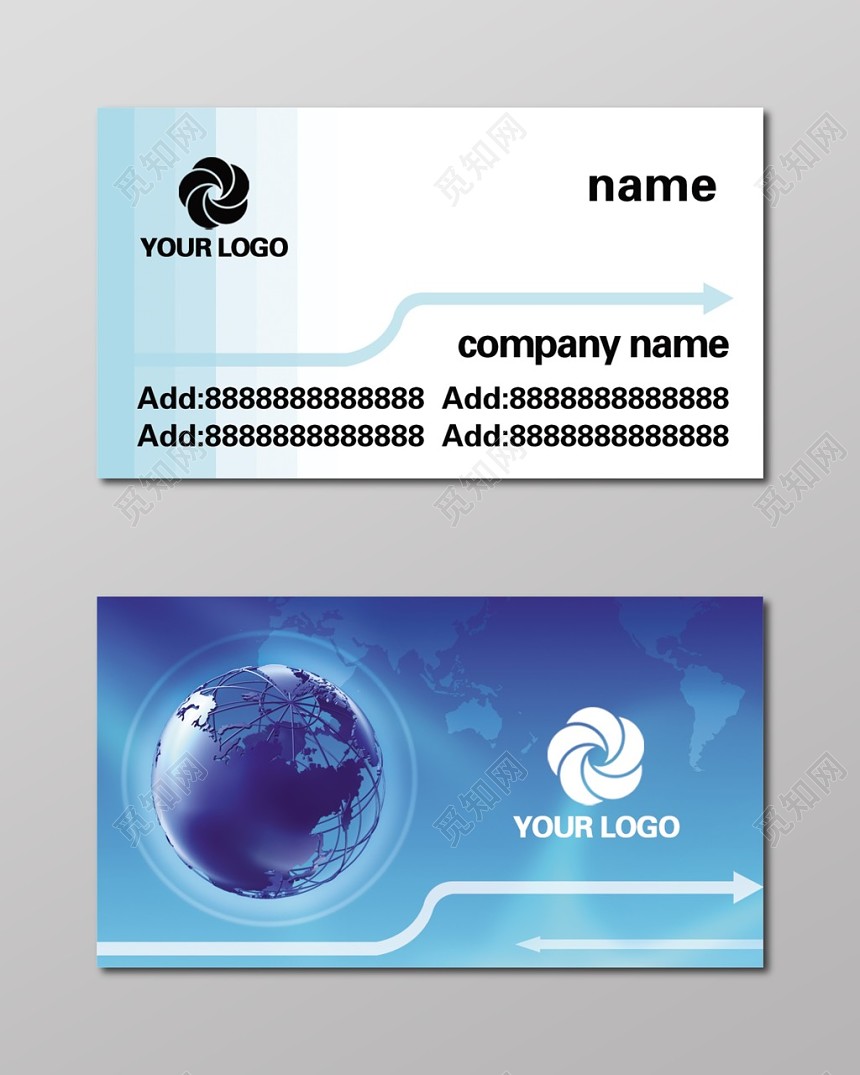 简单大气蓝色个人商务企业名片