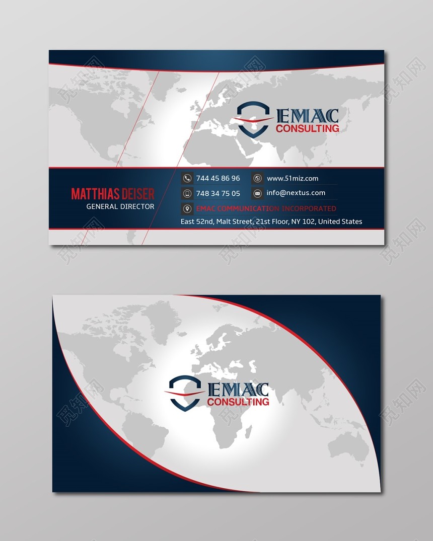 经典大气蓝色个人商务企业名片