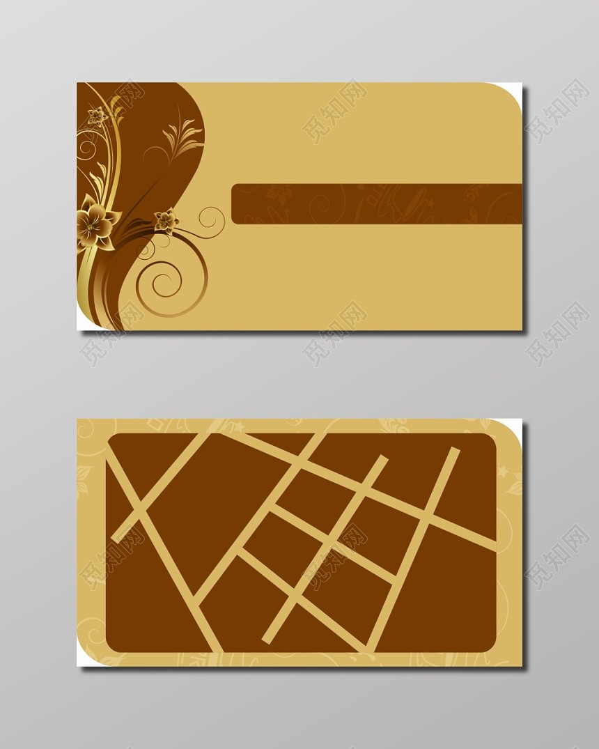 金色花纹名片背景素材