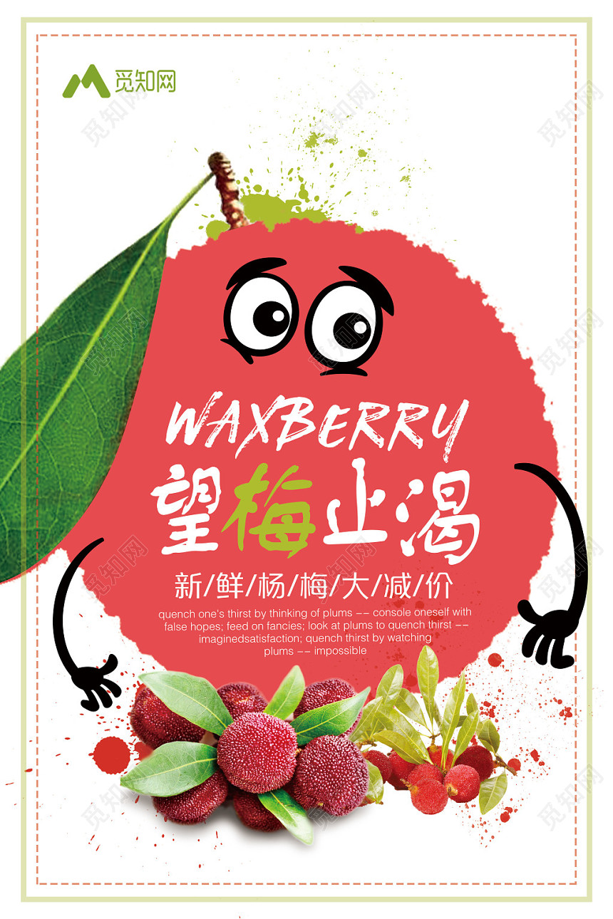 杨梅水果望梅止渴新鲜杨梅促销海报