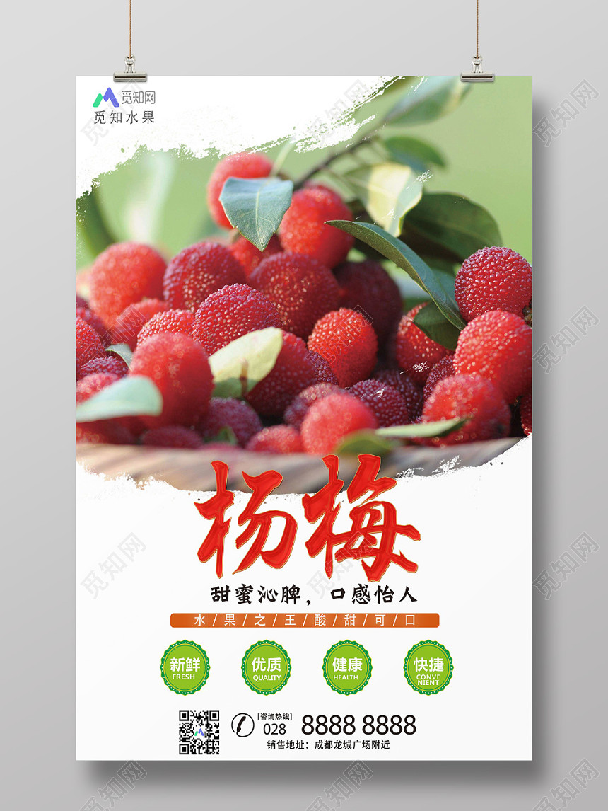 生鲜简约杨梅水果之王新鲜优质健康宣传海报