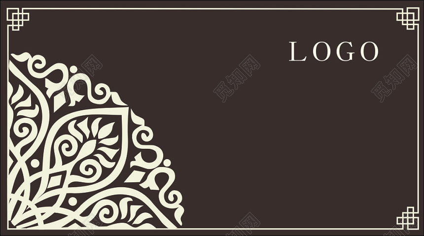 复古花纹简约个人名片模板