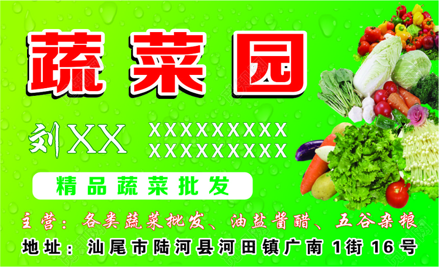 蔬菜名片精品蔬菜批发名片