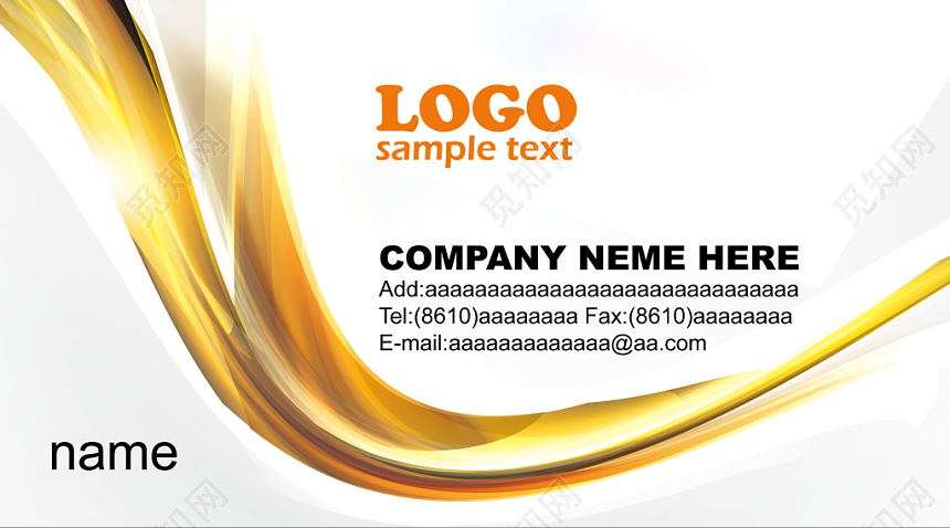 名片设计模板简约黄色英文人物介绍名片