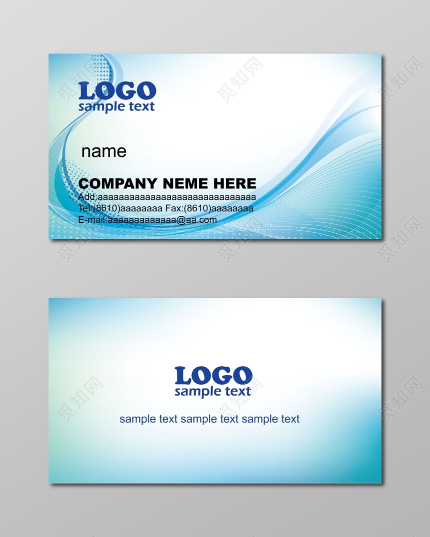 名片设计模板简约蓝色曲线人物介绍名片
