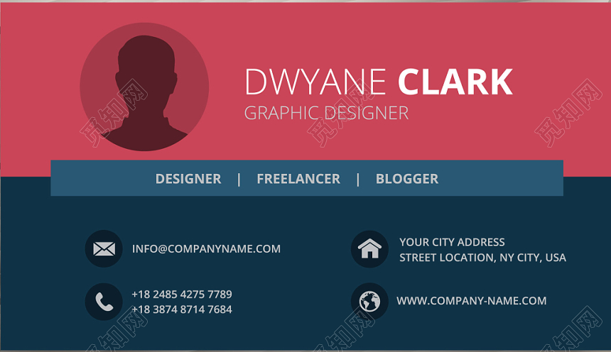 名片设计模板简约时尚英文人物介绍名片