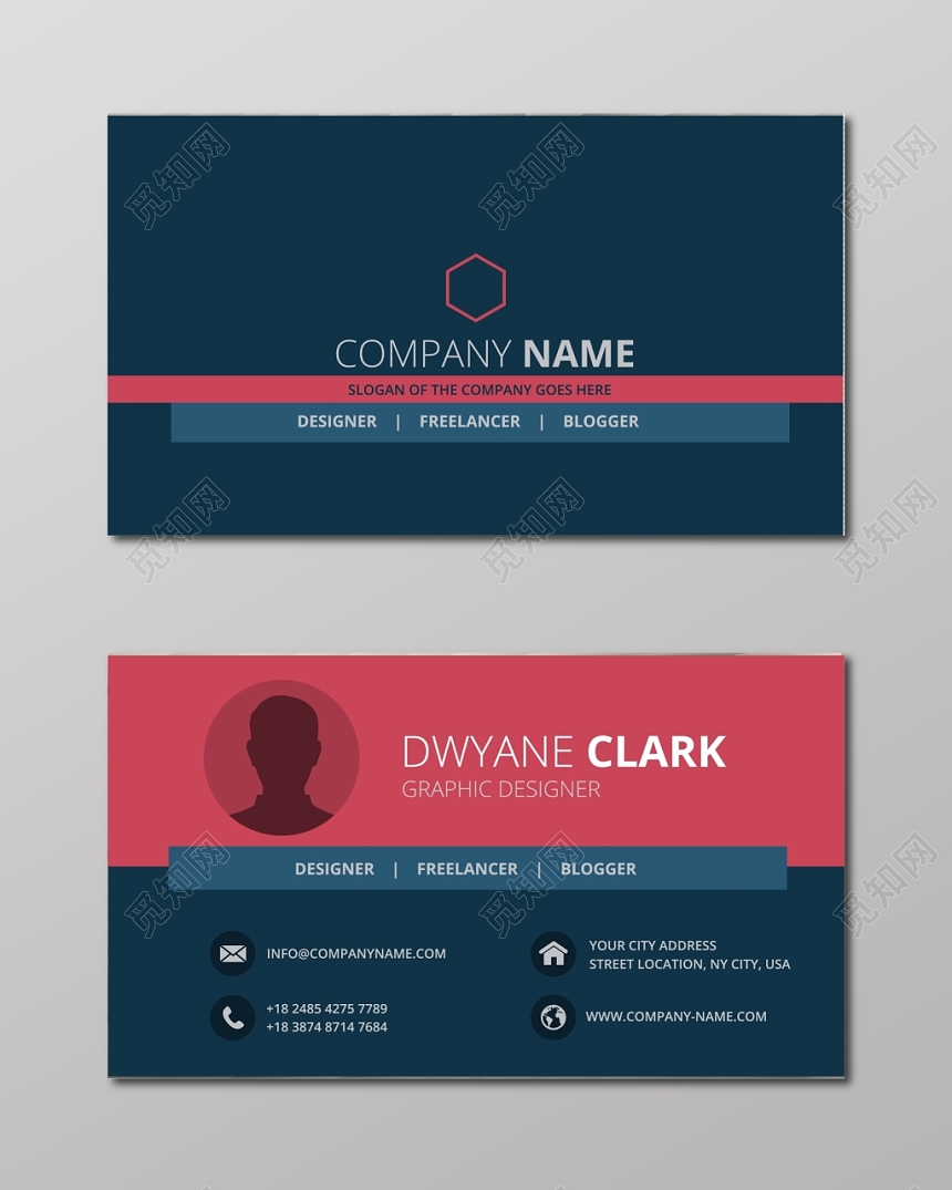 名片设计模板简约时尚英文人物介绍名片