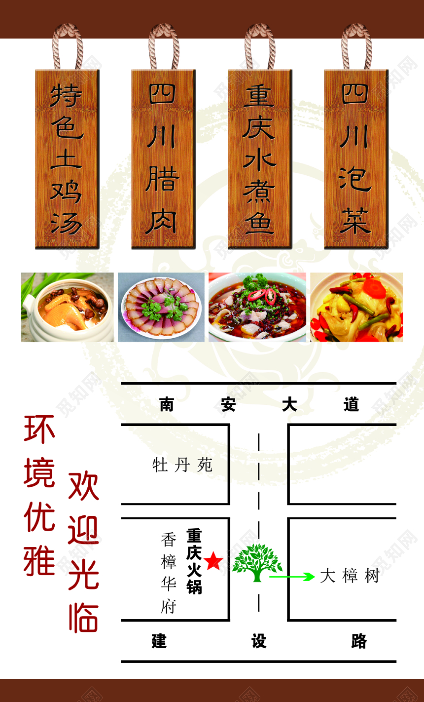 简笔画重庆火锅名片模板