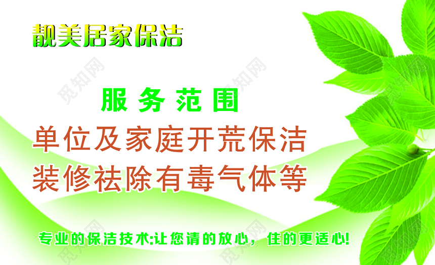 绿色靓美居家保洁公司名片模板