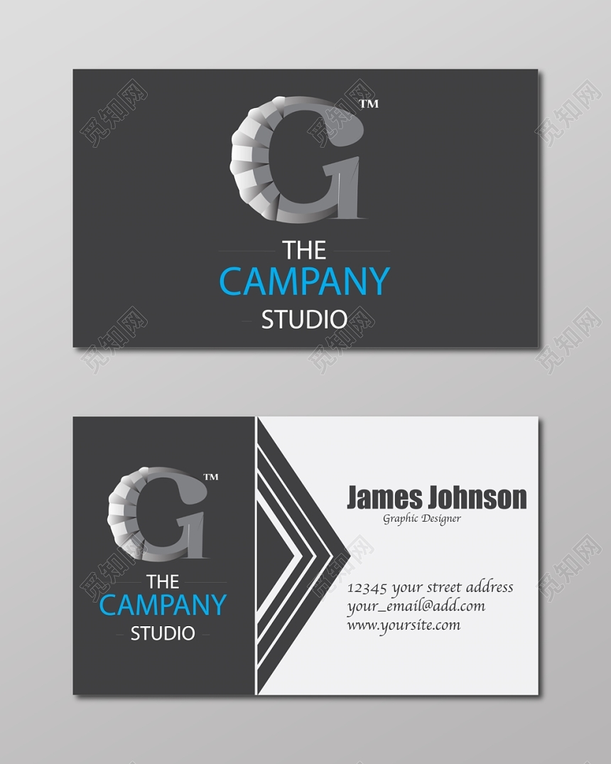 高端名片简约时尚英文人物介绍名片设计模板