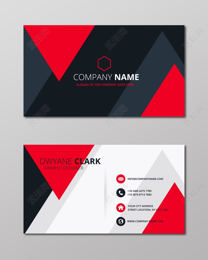 创意名片设计创意红黑炫酷名片设计模板