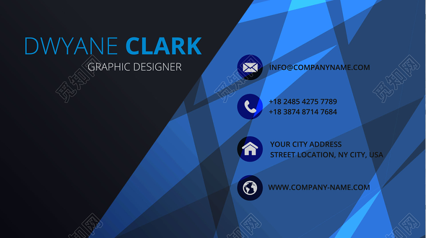 创意名片设计蓝黑色炫酷科技感名片设计模板