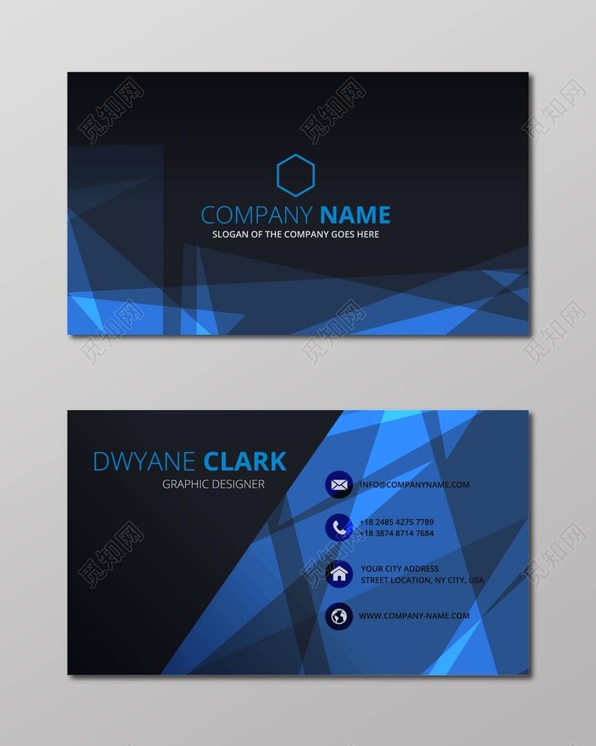 创意名片设计黑蓝色科技炫酷名片设计模板