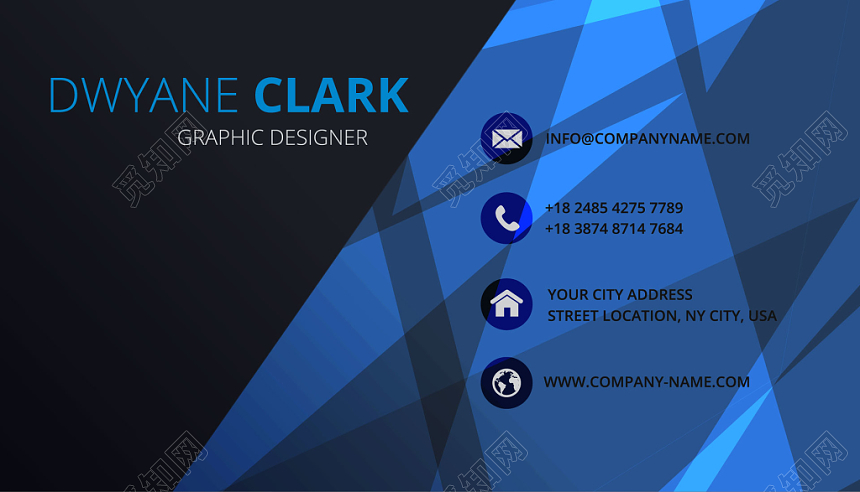 创意名片设计黑蓝色科技炫酷名片设计模板
