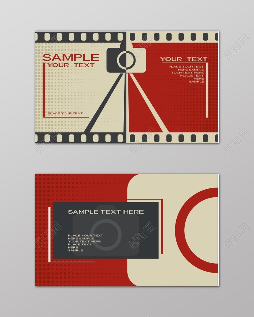 文艺古典红色商务个人摄影名片