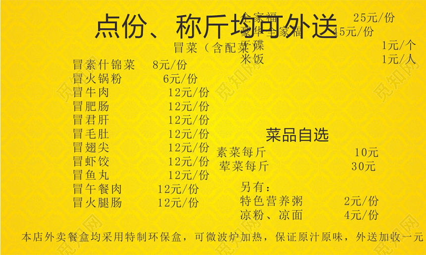 手绘黄色个人冒菜名片