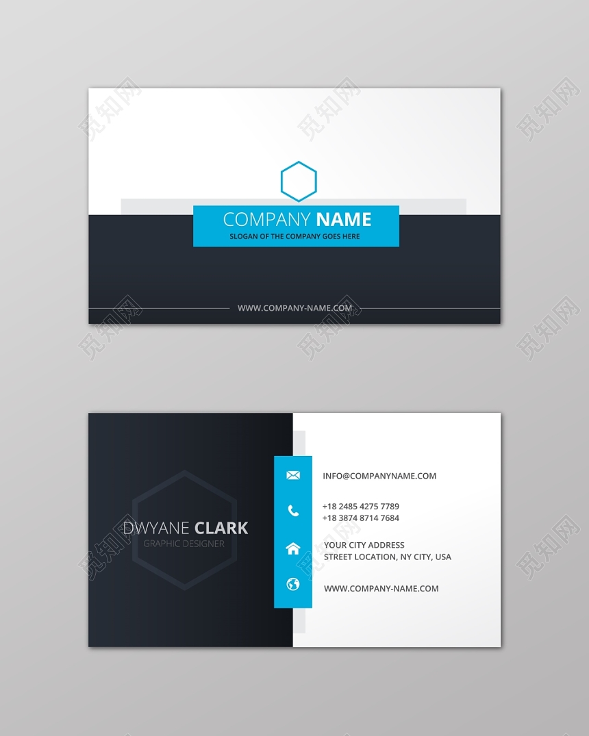 简约大气蓝色商务个人高端名片