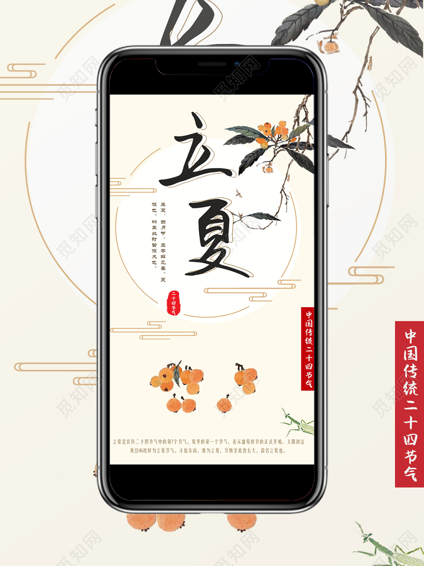 二十四节气立夏中国节气夏天开始简约小清新宣传海报