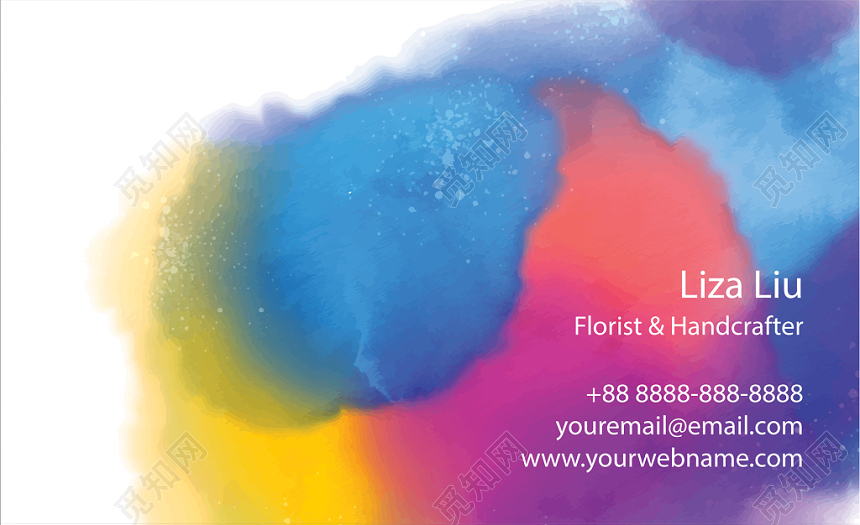 艺术水彩商务个人国外名片