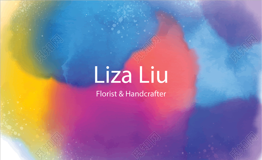 艺术水彩商务个人国外名片