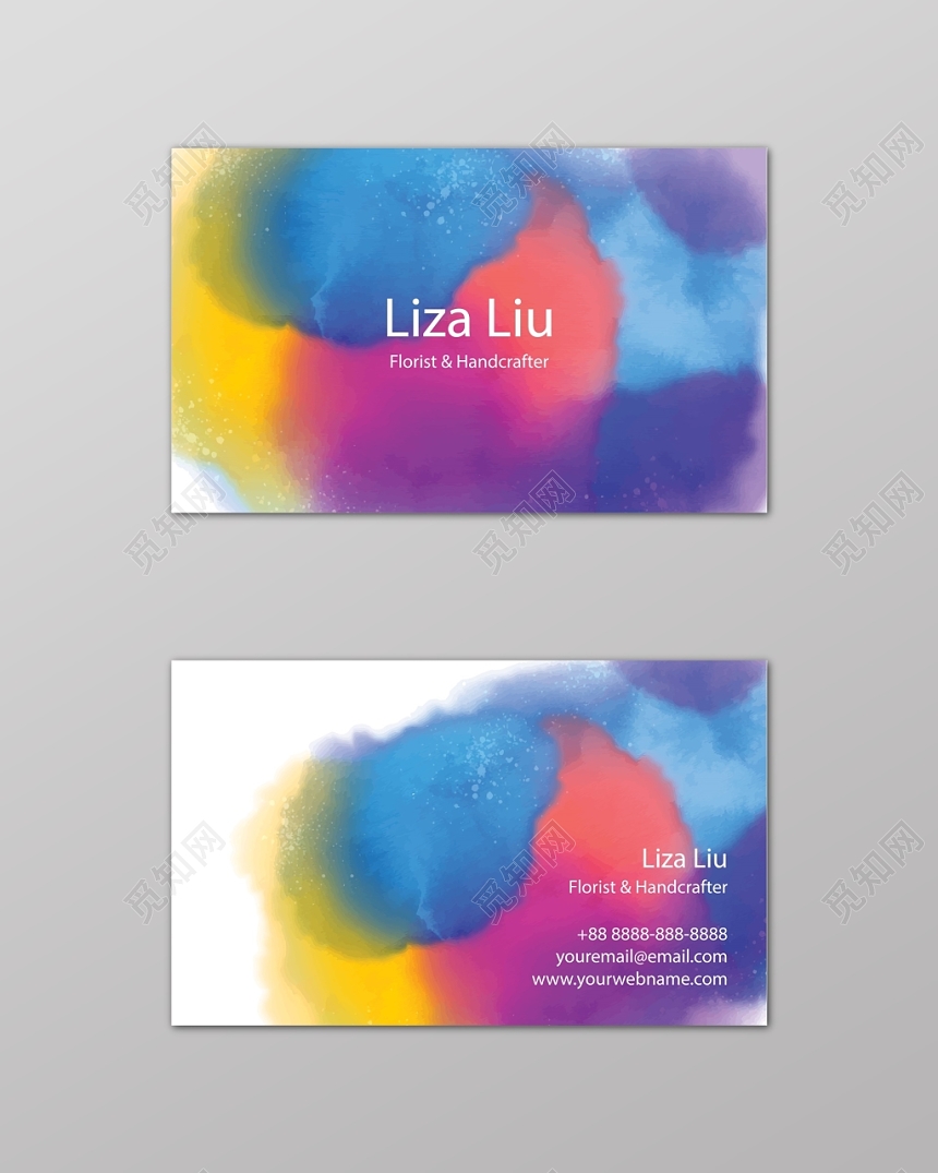 艺术水彩商务个人国外名片