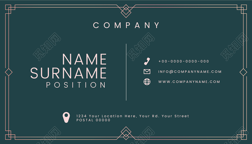 简约大气水墨绿商务个人国外名片