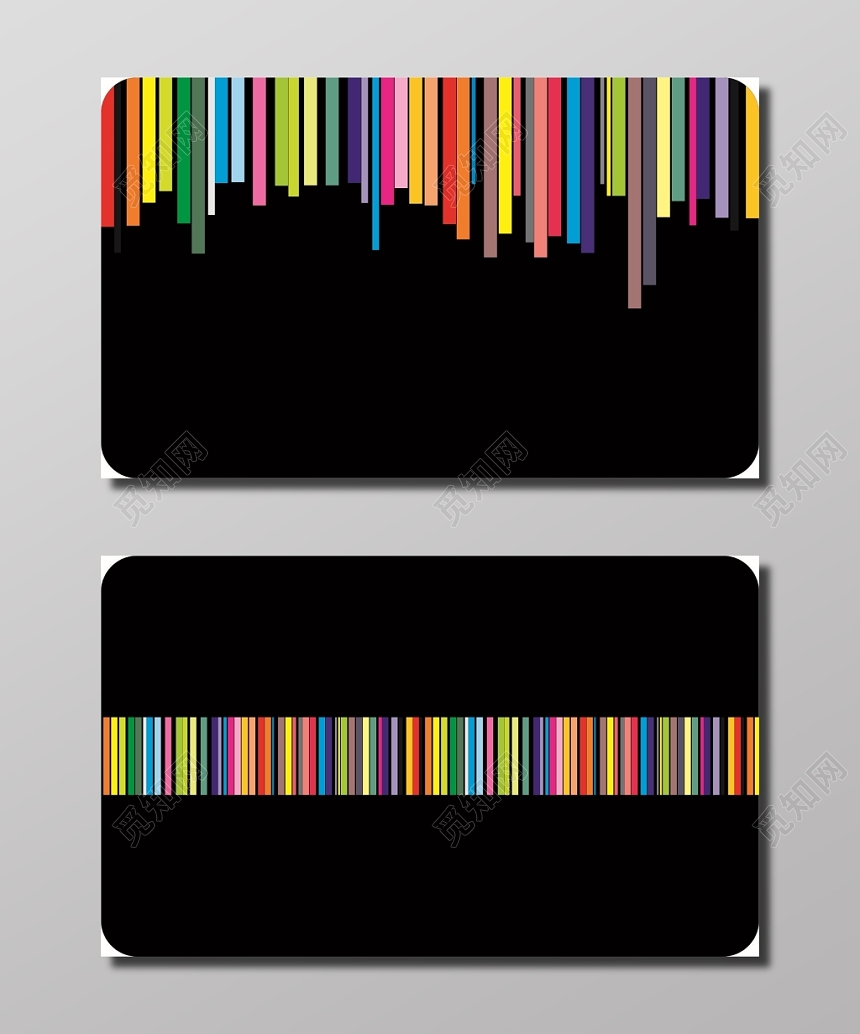 黑色背景彩色线条装饰名片背景