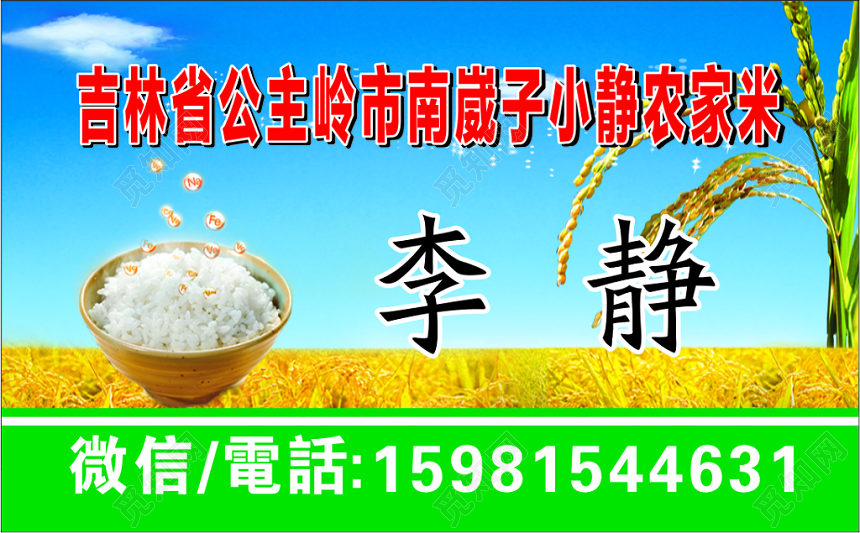 简约蓝色个人批发大米大米名片