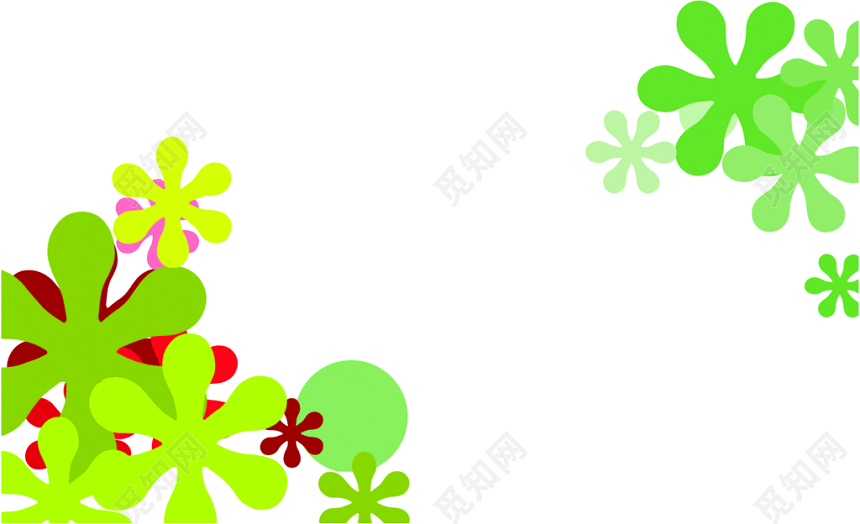 红色绿色花纹名片背景模板