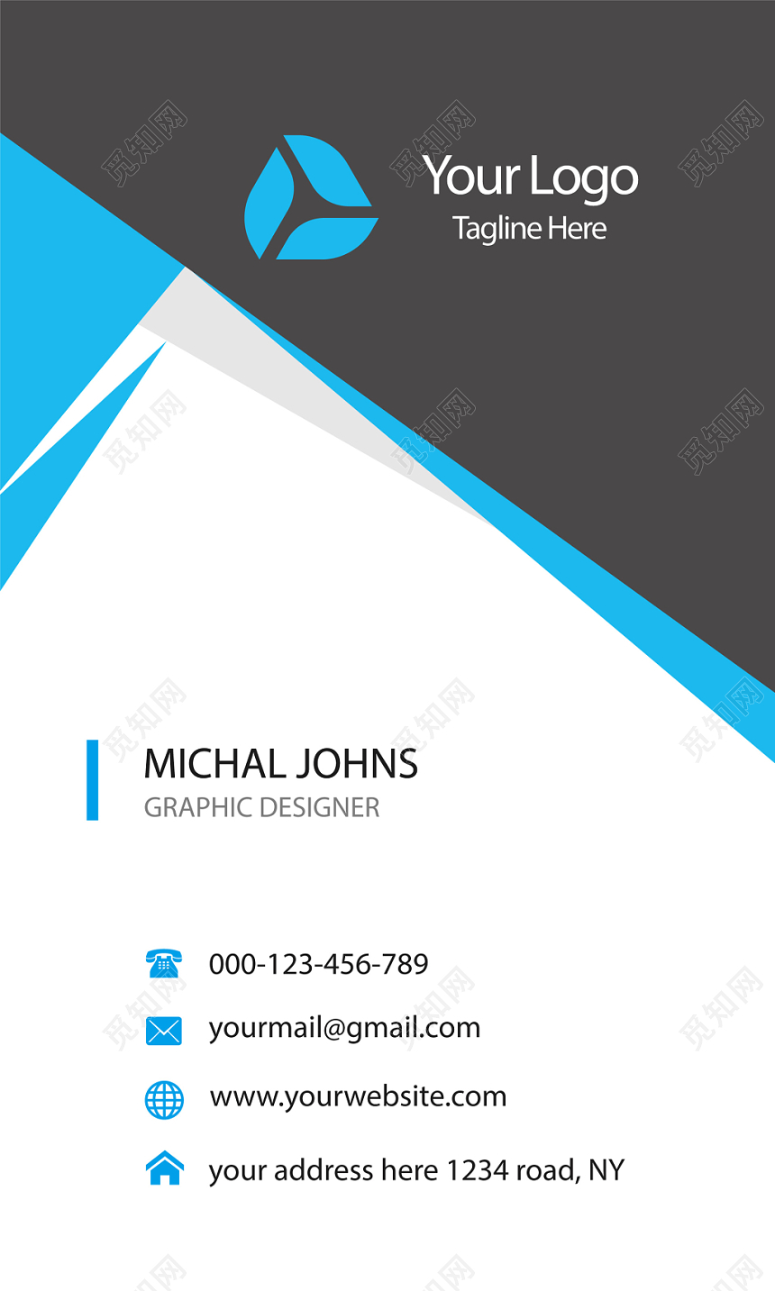 创意几何蓝色商务个人时尚名片