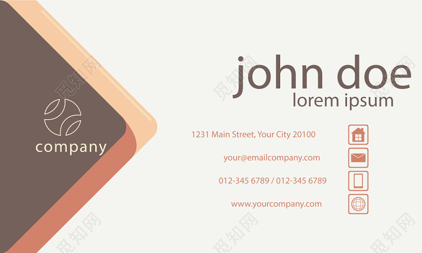创意几何棕色商务个人时尚名片
