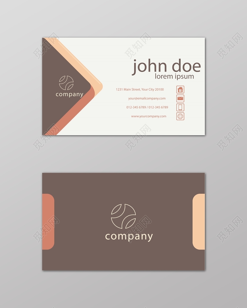 创意几何棕色商务个人时尚名片