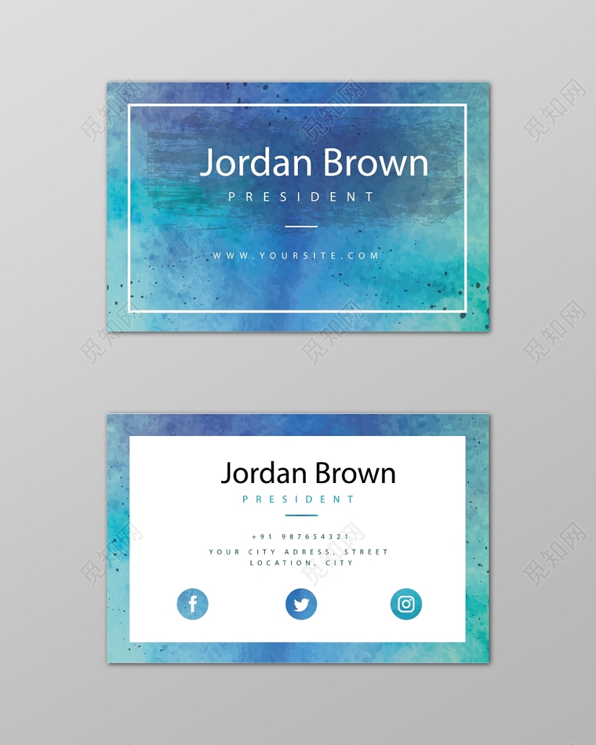 创意炫酷蓝色商务个人时尚名片