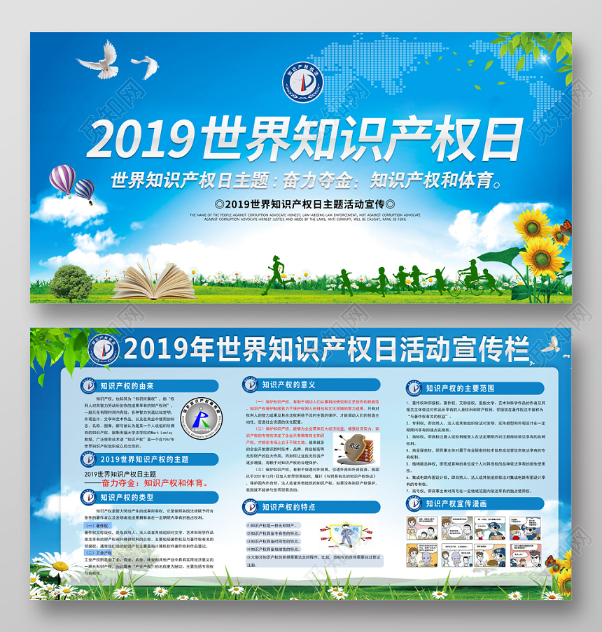 大气2019世界知识产权日活动教育宣传栏展板