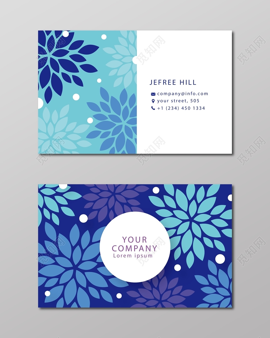 简约大气蓝色个人商务时尚名片