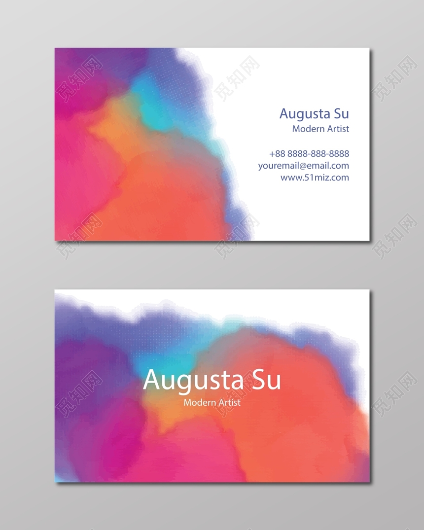 简约彩色白色个人商务时尚名片