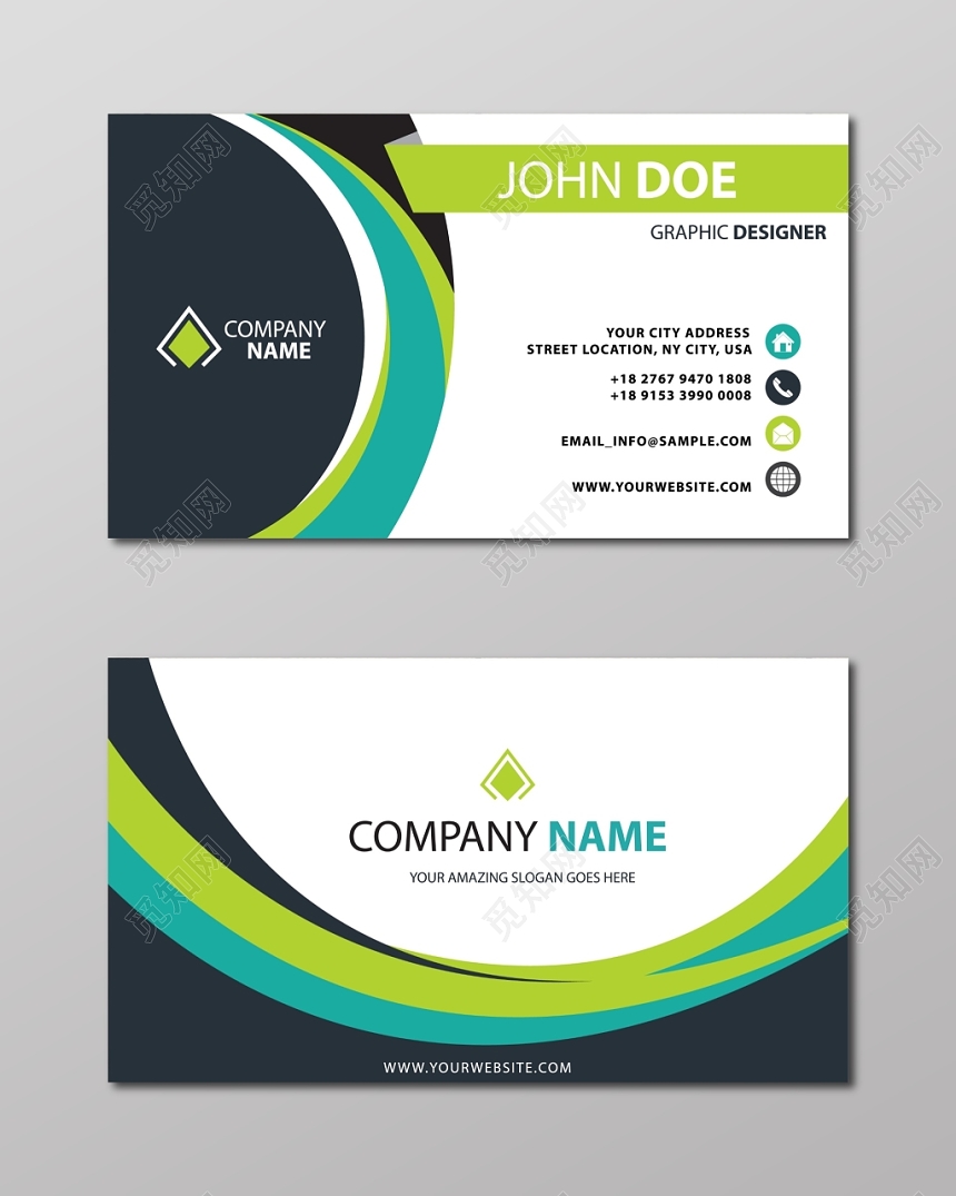 简单明了白色个人商务彩色名片